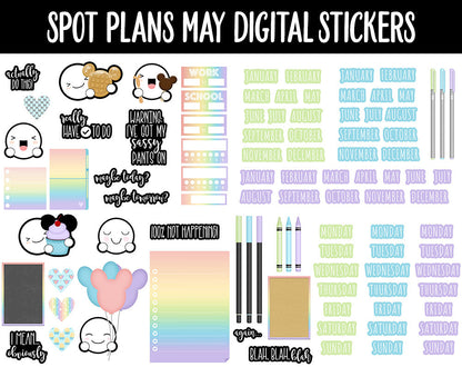 Spot Plans May Digital Stickers | GoodNotes, iPad and Android | Mother’s Day, Cinco de Mayo, Adulting, Gaming