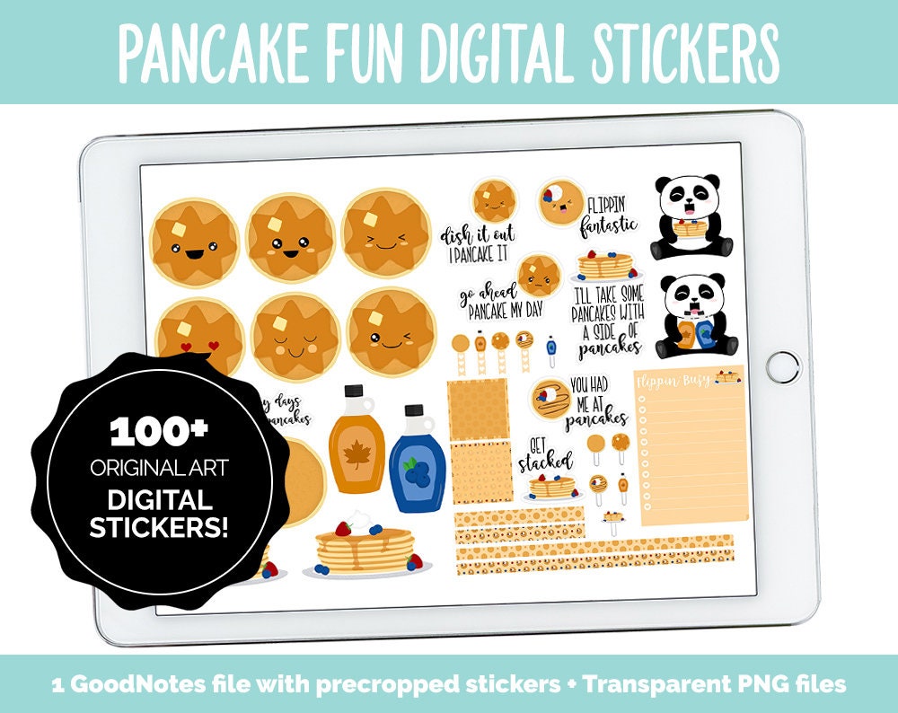 Pancake Fun Digital Stickers | GoodNotes, iPad and Android | Baking, Cooking, Food, Mood Tracker, Emoji, Kawaii