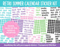 Retro Summer Calendar Essentials Digital Planner Stickers | GoodNotes, iPad and Android | Dates, Days of the Week, Months
