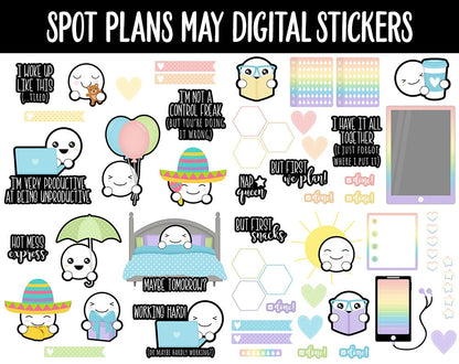 Spot Plans May Digital Stickers | GoodNotes, iPad and Android | Mother’s Day, Cinco de Mayo, Adulting, Gaming