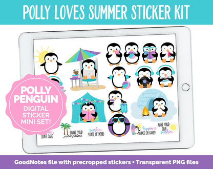 Polly Loves Summer Digital Planner Stickers | GoodNotes, iPad and Android | Beach, Outdoors, Vacation, Retro Summer
