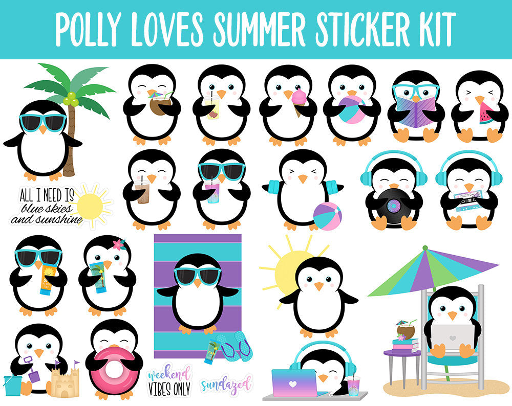 Polly Loves Summer Digital Planner Stickers | GoodNotes, iPad and Android | Beach, Outdoors, Vacation, Retro Summer