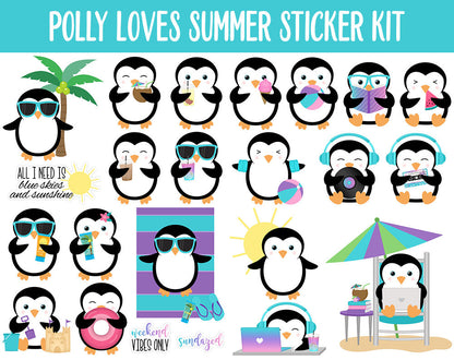 Polly Loves Summer Digital Planner Stickers | GoodNotes, iPad and Android | Beach, Outdoors, Vacation, Retro Summer