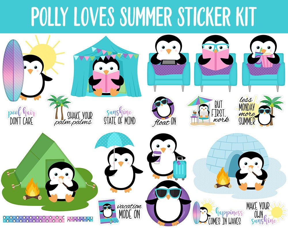 Polly Loves Summer Digital Planner Stickers | GoodNotes, iPad and Android | Beach, Outdoors, Vacation, Retro Summer