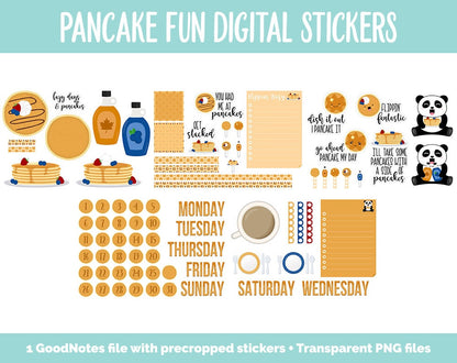 Pancake Fun Digital Stickers | GoodNotes, iPad and Android | Baking, Cooking, Food, Mood Tracker, Emoji, Kawaii