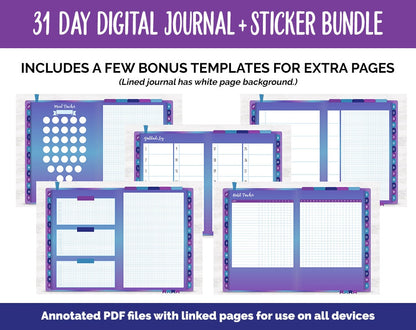 31 Day Digital Journal + Sticker Bundle | Galaxy Theme
