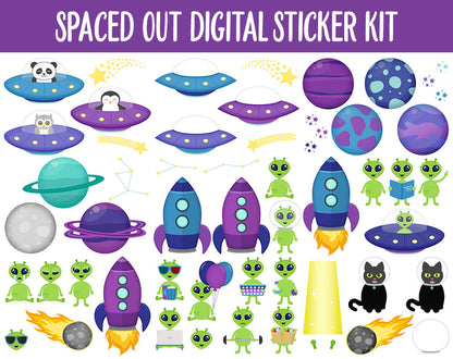 Spaced Out Digital Sticker Mega Bundle | GoodNotes & iPad | Summer, August, Aliens, Adulting, Calendar Dates, Home and More!