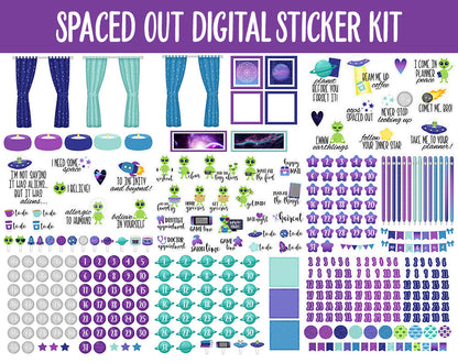 Spaced Out Digital Sticker Mega Bundle | GoodNotes & iPad | Summer, August, Aliens, Adulting, Calendar Dates, Home and More!