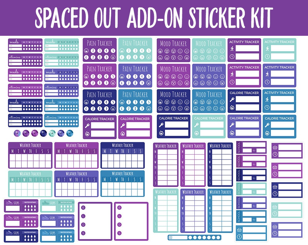 Spaced Out Add On Digital Stickers | GoodNotes & iPad | Trackers, Meal Planning, Fitness, TV, Budget