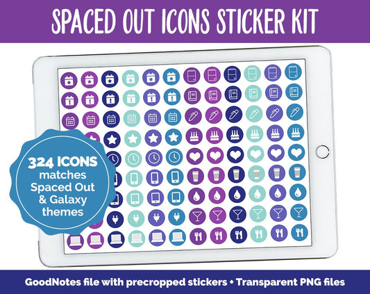 Spaced Out Icon Digital Planner Stickers | GoodNotes, iPad and Android | Icons, Life, Weather, Everyday