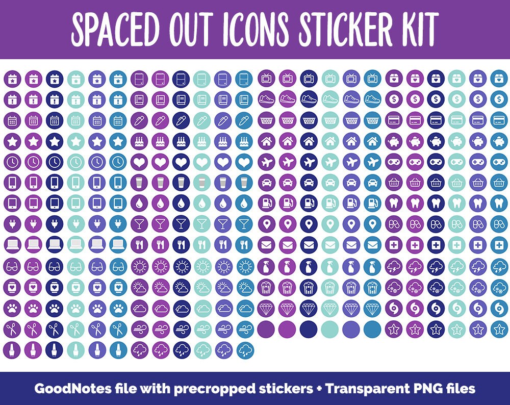 Spaced Out Icon Digital Planner Stickers | GoodNotes, iPad and Android | Icons, Life, Weather, Everyday