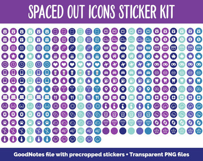 Spaced Out Icon Digital Planner Stickers | GoodNotes, iPad and Android | Icons, Life, Weather, Everyday