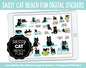 Sassy Cat's Beach Fun Digital Stickers | GoodNotes, iPad and Android | Ocean, Funny, Feline