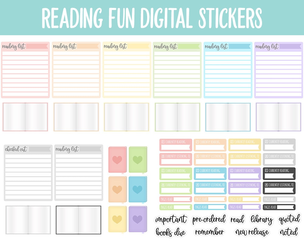 Reading Fun Digital Stickers | GoodNotes & iPad | Book Trackers, To Read, Fox, Book Club