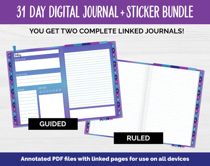 31 Day Digital Journal + Sticker Bundle | Galaxy Theme