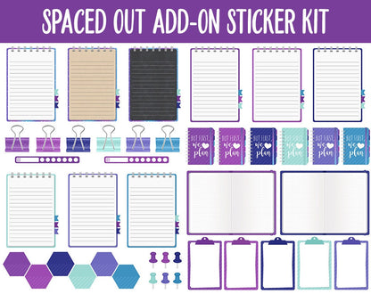Spaced Out Add On Digital Stickers | GoodNotes & iPad | Trackers, Meal Planning, Fitness, TV, Budget