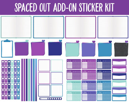 Spaced Out Add On Digital Stickers | GoodNotes & iPad | Trackers, Meal Planning, Fitness, TV, Budget