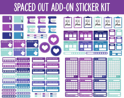 Spaced Out Add On Digital Stickers | GoodNotes & iPad | Trackers, Meal Planning, Fitness, TV, Budget