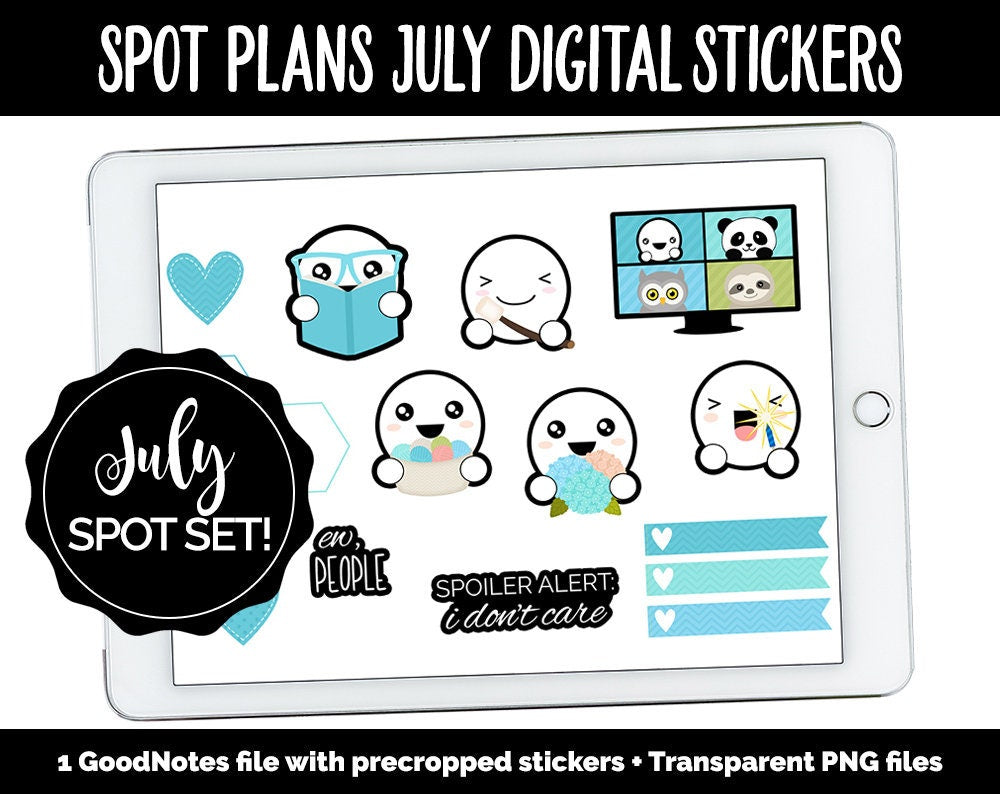 Spot Plans July Digital Stickers | GoodNotes, iPad and Android | July 4th, Ocean Vibes, Beach, Adulting, Planning