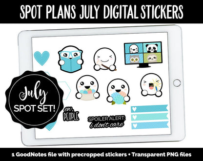 Spot Plans July Digital Stickers | GoodNotes, iPad and Android | July 4th, Ocean Vibes, Beach, Adulting, Planning