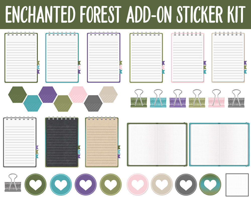 Enchanted Forest Add On Digital Stickers | GoodNotes & iPad | Trackers, Meal Planning, Fitness, TV, Budget