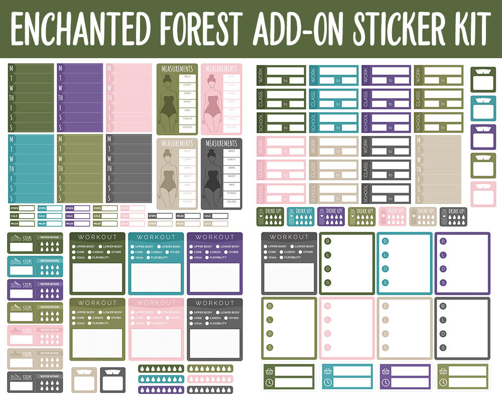 Enchanted Forest Add On Digital Stickers | GoodNotes & iPad | Trackers, Meal Planning, Fitness, TV, Budget