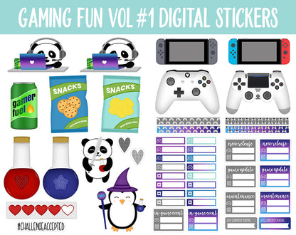 Gaming Fun Vol #1 Digital Stickers | GoodNotes & iPad | Video Games, Gamer Girl, Xbox, Playstation, Switch, PC