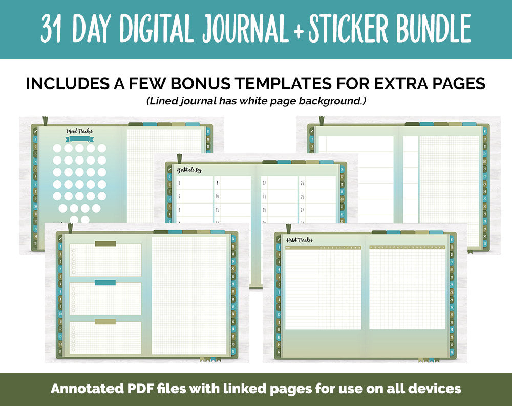 31 Day Digital Journal + Sticker Bundle | Enchanted Theme