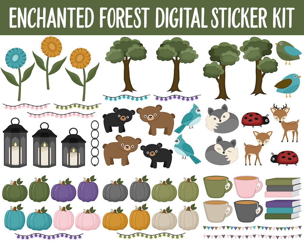 Enchanted Forest Digital Sticker Mega Bundle | GoodNotes & iPad | Fall, September, Fairies, Magical, Woodland
