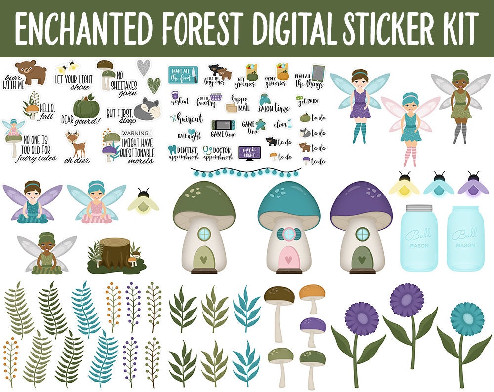 Enchanted Forest Digital Sticker Mega Bundle | GoodNotes & iPad | Fall, September, Fairies, Magical, Woodland