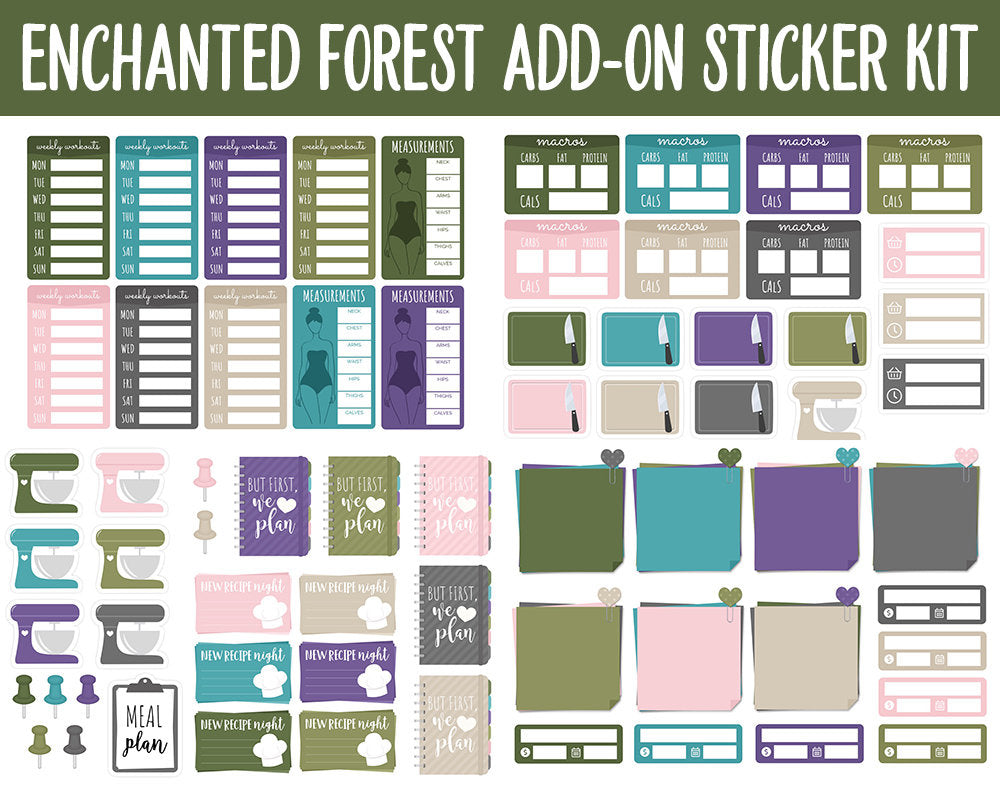 Enchanted Forest Add On Digital Stickers | GoodNotes & iPad | Trackers, Meal Planning, Fitness, TV, Budget