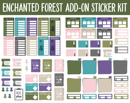 Enchanted Forest Add On Digital Stickers | GoodNotes & iPad | Trackers, Meal Planning, Fitness, TV, Budget