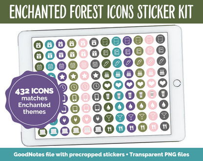 Enchanted Forest Icon Digital Planner Stickers | GoodNotes, iPad and Android | Icons, Life, Weather, Everyday