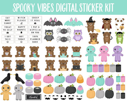 Spooky Vibes Digital Sticker Mega Bundle | GoodNotes & iPad | Pastel Halloween, October, Fall, Pumpkins, Home Decor
