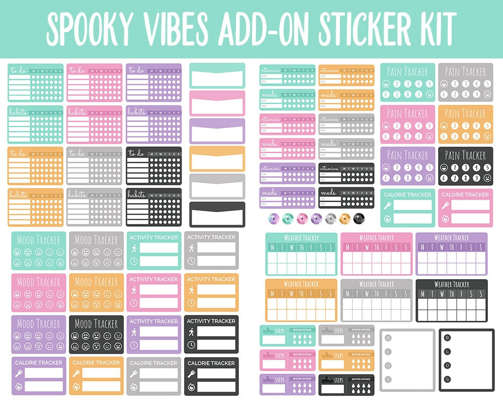 Spooky Vibes Add-On Digital Stickers | GoodNotes & iPad | Pastel Halloween, Trackers, Budget, Fitness, Health, Habits
