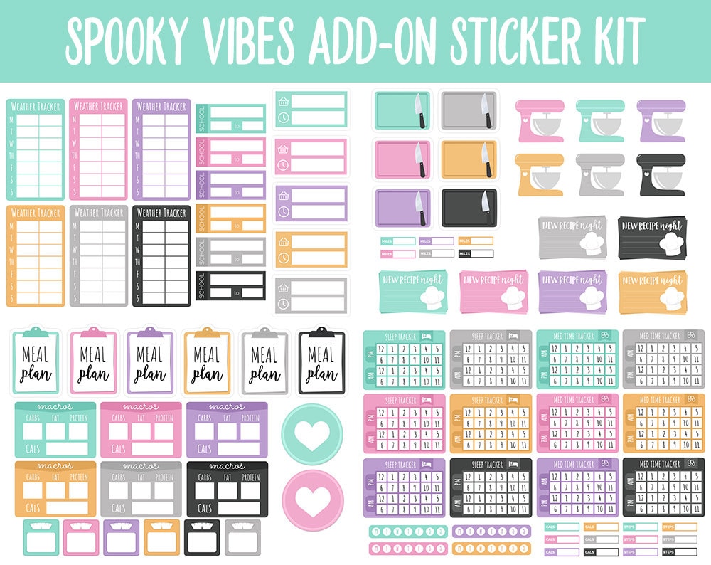 Spooky Vibes Add-On Digital Stickers | GoodNotes & iPad | Pastel Halloween, Trackers, Budget, Fitness, Health, Habits