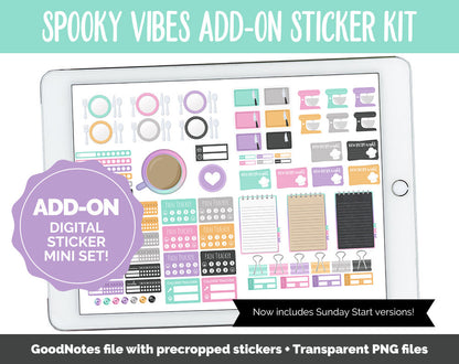Spooky Vibes Add-On Digital Stickers | GoodNotes & iPad | Pastel Halloween, Trackers, Budget, Fitness, Health, Habits
