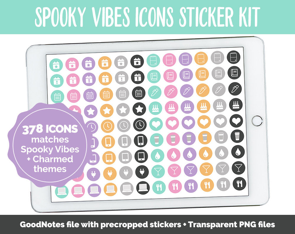 Spooky Vibes Icon Digital Planner Stickers | GoodNotes, iPad and Android | Icons, Life, Weather, Everyday
