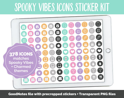 Spooky Vibes Icon Digital Planner Stickers | GoodNotes, iPad and Android | Icons, Life, Weather, Everyday