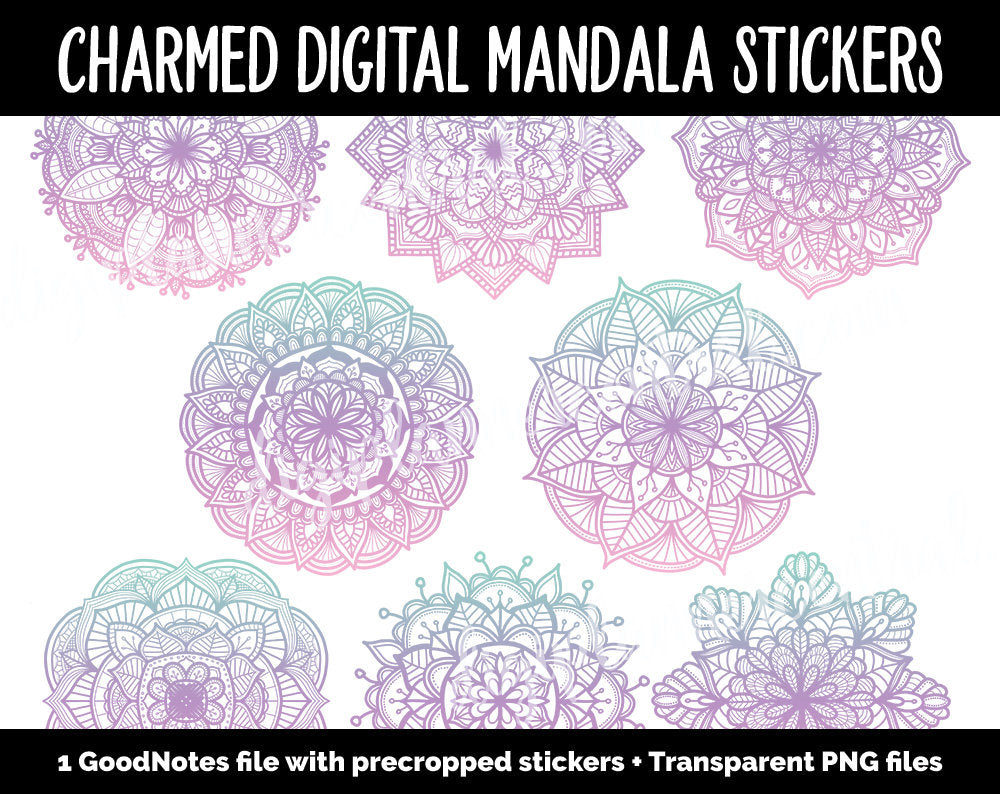 Charmed Mandala Digital Planner Stickers | GoodNotes, iPad and Android | Gradient, Ombre, Coloring