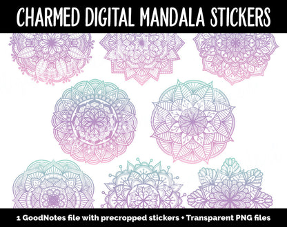 Charmed Mandala Digital Planner Stickers | GoodNotes, iPad and Android | Gradient, Ombre, Coloring