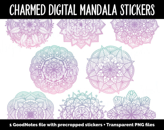 Charmed Mandala Digital Planner Stickers | GoodNotes, iPad and Android | Gradient, Ombre, Coloring