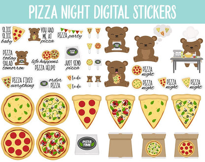 Pizza Night Digital Stickers | GoodNotes & iPad | Mood Tracker, Kawaii, Adulting, Food, Meals and More!