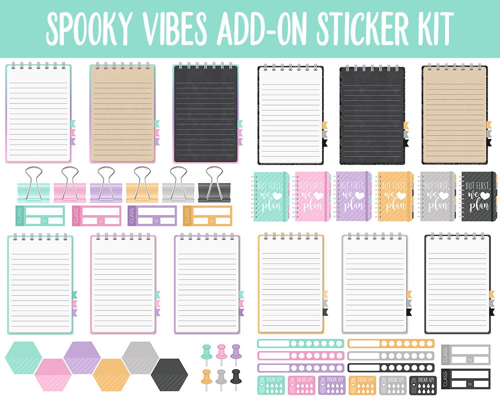 Spooky Vibes Add-On Digital Stickers | GoodNotes & iPad | Pastel Halloween, Trackers, Budget, Fitness, Health, Habits