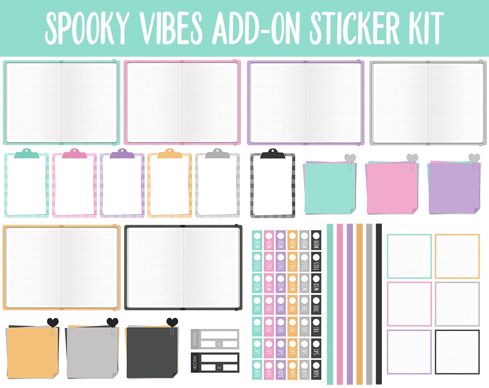 Spooky Vibes Add-On Digital Stickers | GoodNotes & iPad | Pastel Halloween, Trackers, Budget, Fitness, Health, Habits