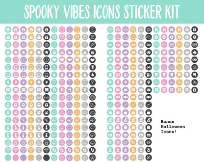 Spooky Vibes Icon Digital Planner Stickers | GoodNotes, iPad and Android | Icons, Life, Weather, Everyday