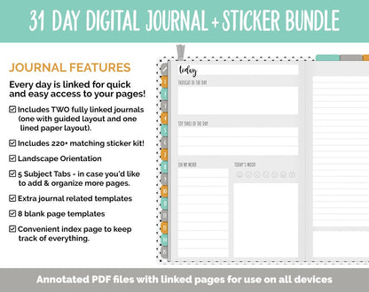 31 Day Digital Journal + Sticker Bundle | Harvest Theme