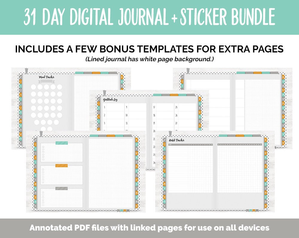 31 Day Digital Journal + Sticker Bundle | Harvest Theme