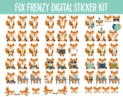 Fox Frenzy Digital Sticker Mega Bundle | GoodNotes & iPad | Fall, Kawaii, Adulting, Moods, Tasks, November