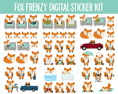 Fox Frenzy Digital Sticker Mega Bundle | GoodNotes & iPad | Fall, Kawaii, Adulting, Moods, Tasks, November